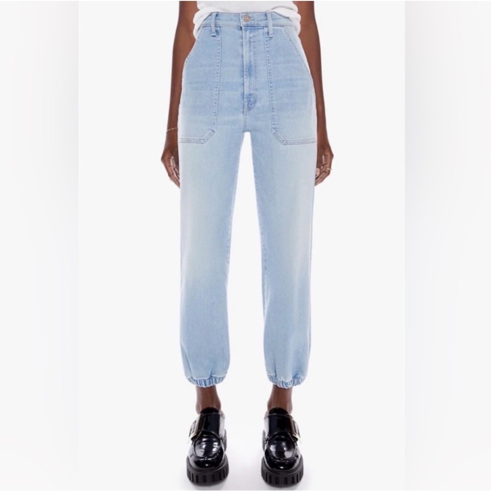 Mother Wrapper High-Waisted Light Blue Jogger
